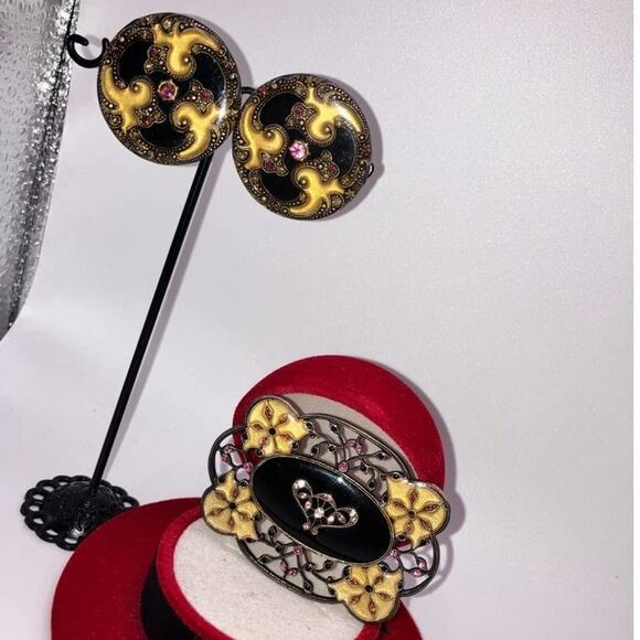 Antique Art Deco Brooch and Clip-On Earrings Matching Set! - Picture 3 of 10